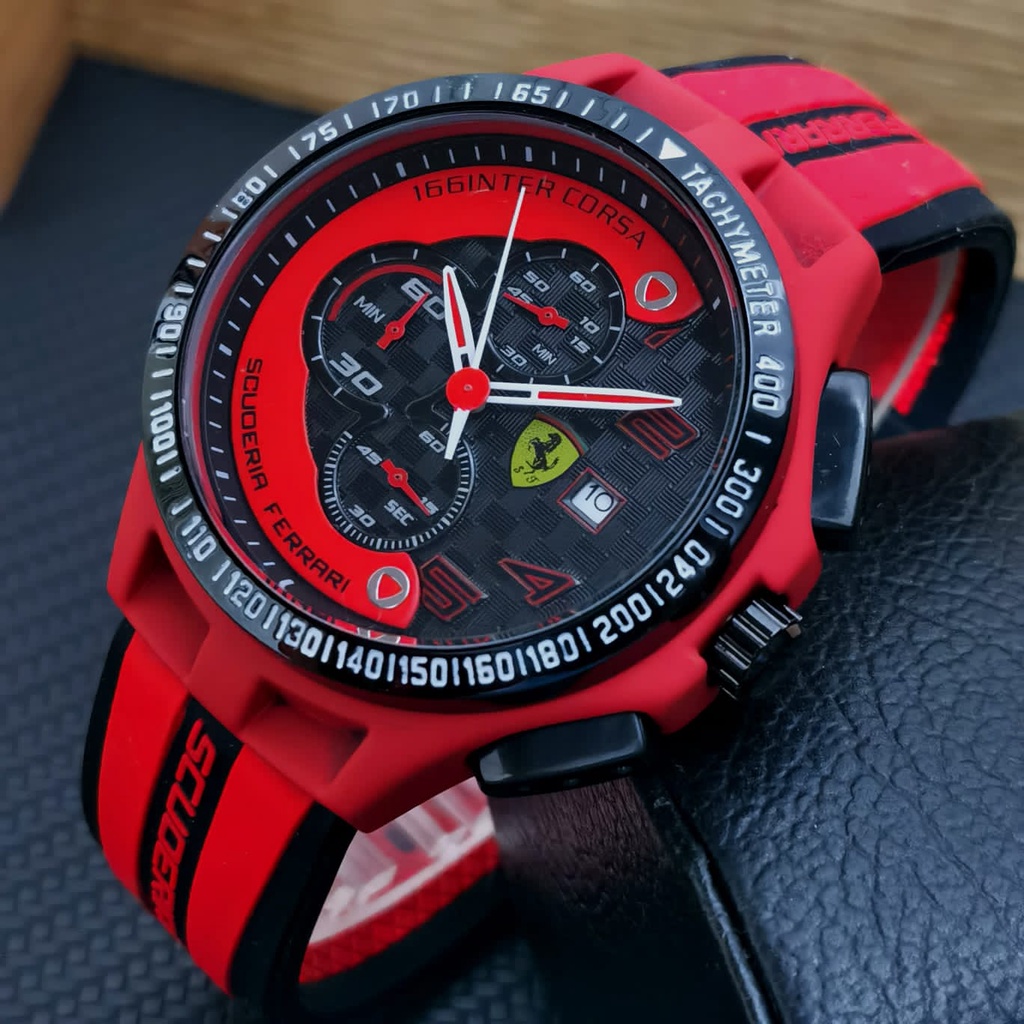 Relógio Masculino Esportivo Ferrari Com Pulseira De Borracha 45mm Active Date
