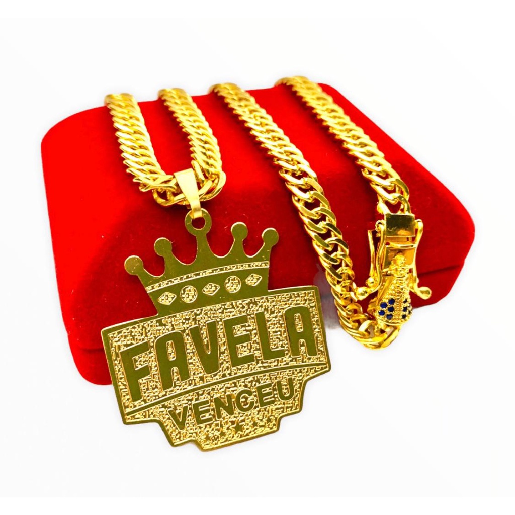 Cordão Banhado em Ouro 18K - Grumet Dupla 7,5 mm - BANHO DE OURO 18K - FEIXO EDIÇÃO ESPECIAL NOSSA SENHORA DA APARECIDA