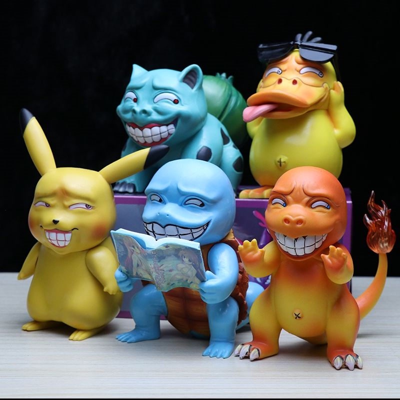 10 Centímetros Anime Pok Mon Figuras spoof Série wretched Pikachu/Charizard/Squirtle/Bulbasaur/Psyduck Modelo De Brinquedo