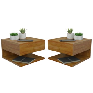 Kit 2 Mesa de Cabeceira Suspensa com Gaveta e Prateleira Mesinha Suspenso Madeira Freijó MVD Móveis em Oferta na Shopee