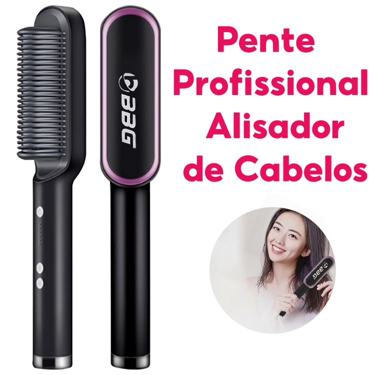 Escova Alisadora Bivolt 5 em 1 - Alisa, Hidrata, Modela, Alinha e Anti-Frizz Pente Secador De Cabelo