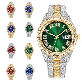 Relógio masculino marca de luxo completa diamante relógios masculinos aaa cz quartzo relógio masculino à prova dwaterproof água hip hop relógio masculino presente para homem