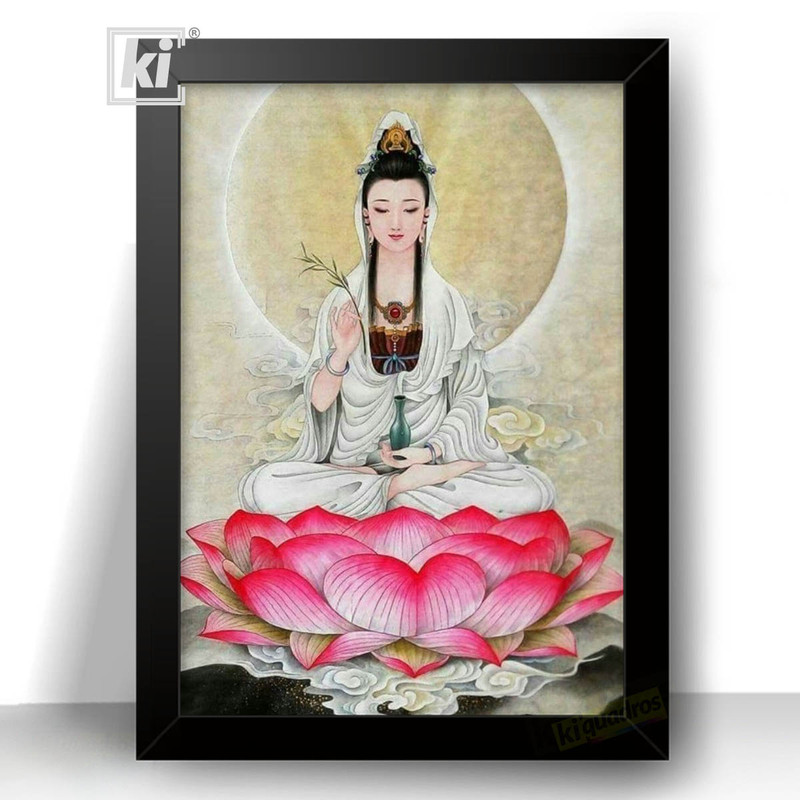 Quadro Decorativo Hindu Hare Krishna Deusa Kuan Yin De 44x32