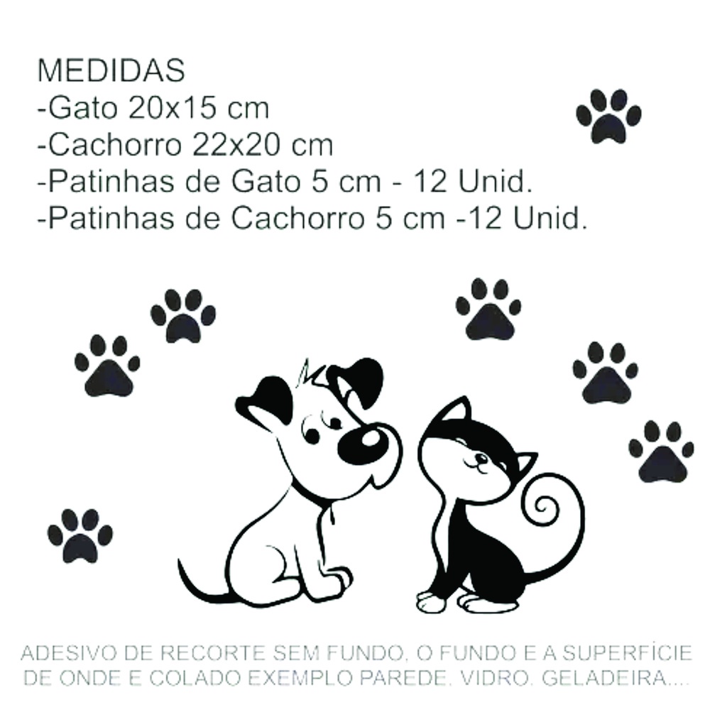 Adesivo De Pet Shop Gato E Cachorro 24 Patas Patinhas