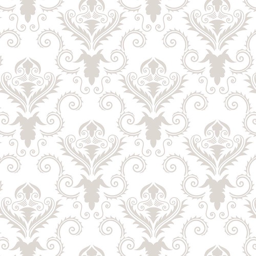 Papel De Parede Arabesco Clássico Cinza Fundo Branco