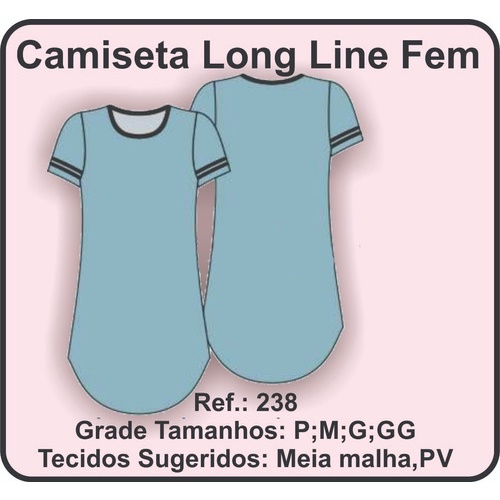Ref. 238 Molde Camiseta Long Line Fem.