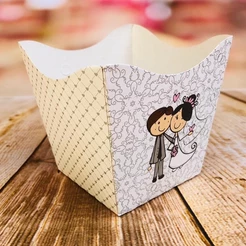 10~60 KIT CACHEPÔ DECORATIVO PAPEL CACHEPOT FESTAS FLORES DECORAÇÃO COR TEMA NOIVINHO 47.1 (CHOCO)
