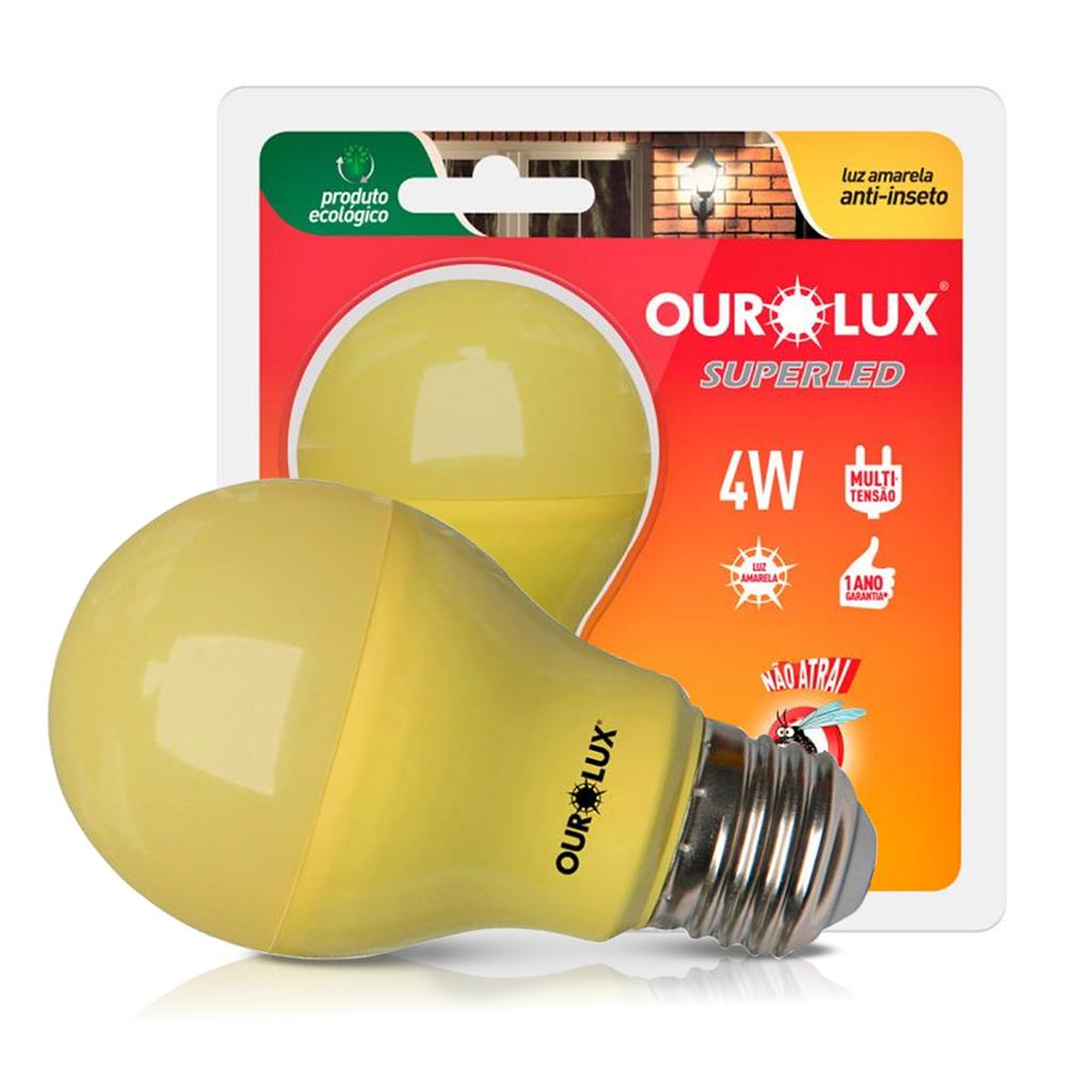 Lampada Led Anti-Inseto A60 4W Bivolt E27 1600K Luz Amarela em Oferta na Shopee