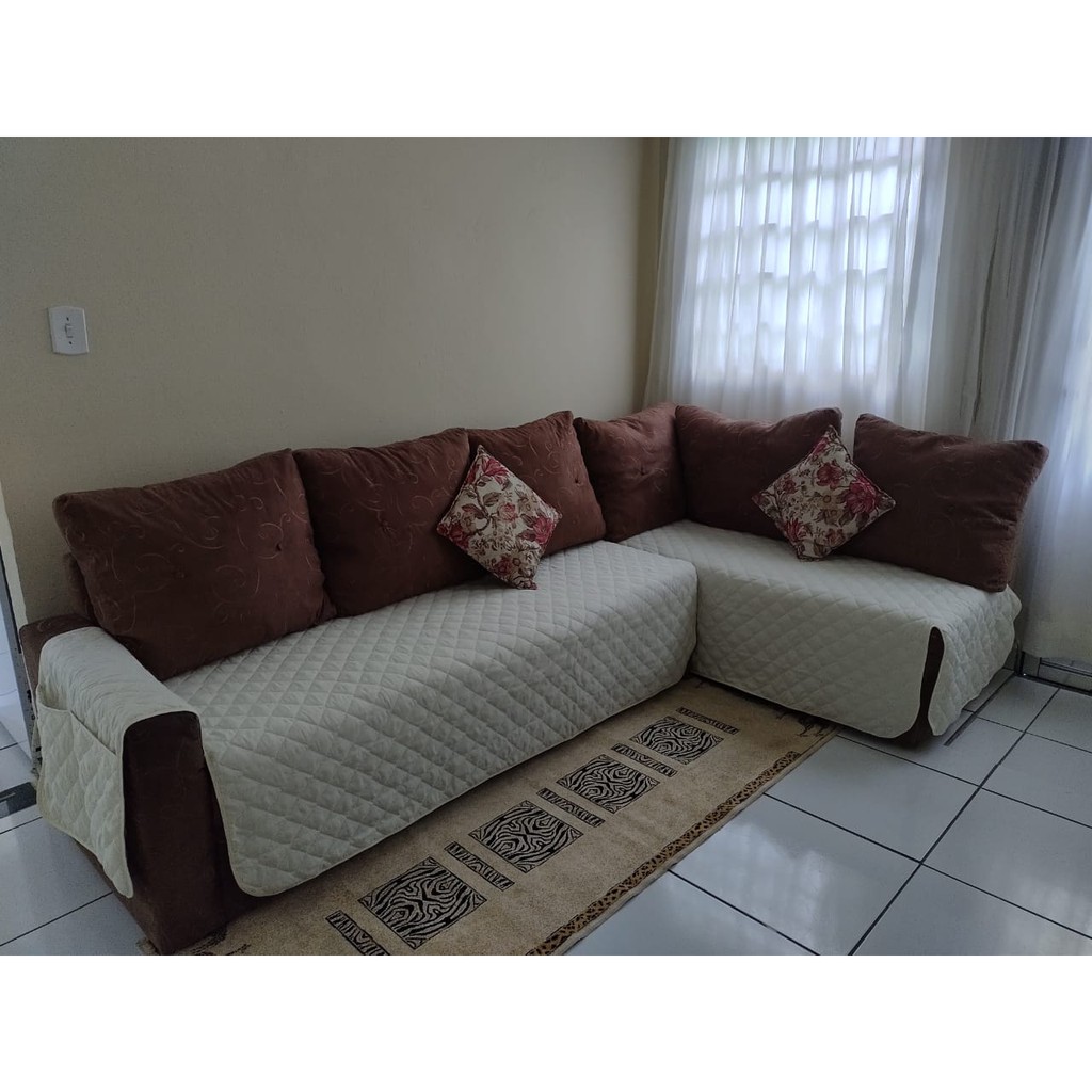 Protetor para sofa de canto so assento sob medida | Shopee Brasil