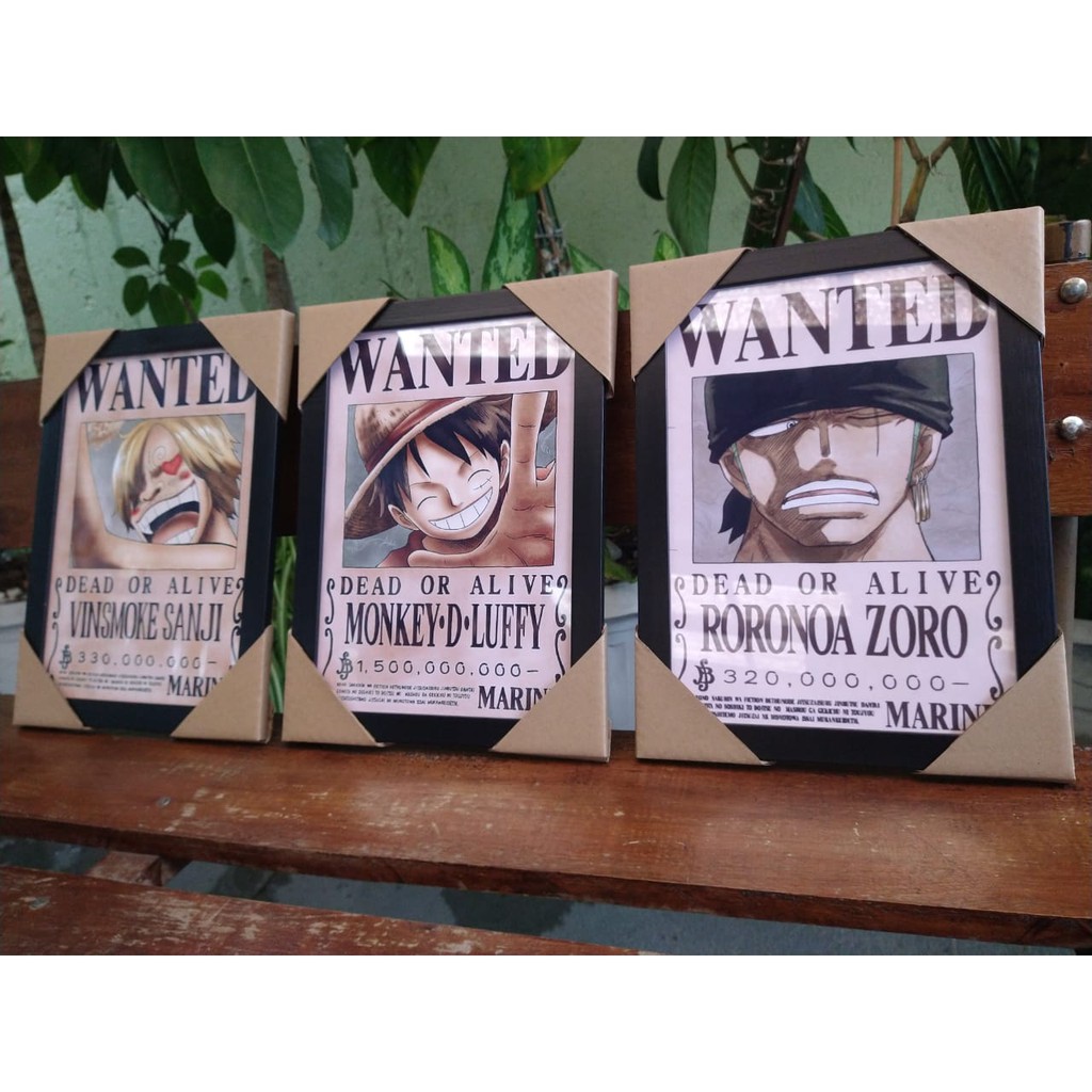 Quadros decorativos One Piece, Luffy, Zoro, Sanji , Wanted, Procurado