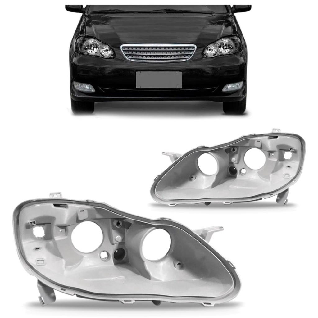 Carcaça Farol Corolla 2003 2004 2005 2006 2007 Cinza em Oferta na Shopee