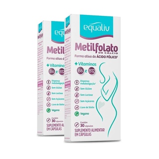 2x Metilfolato 355 mg 30 caps + cálcio + B6 + B12 - Equaliv