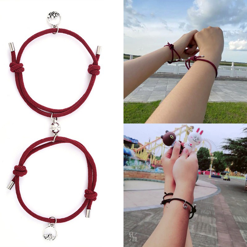 Pulseira Metadinha Casal Tipo Corda (par) Bracelete Magnético