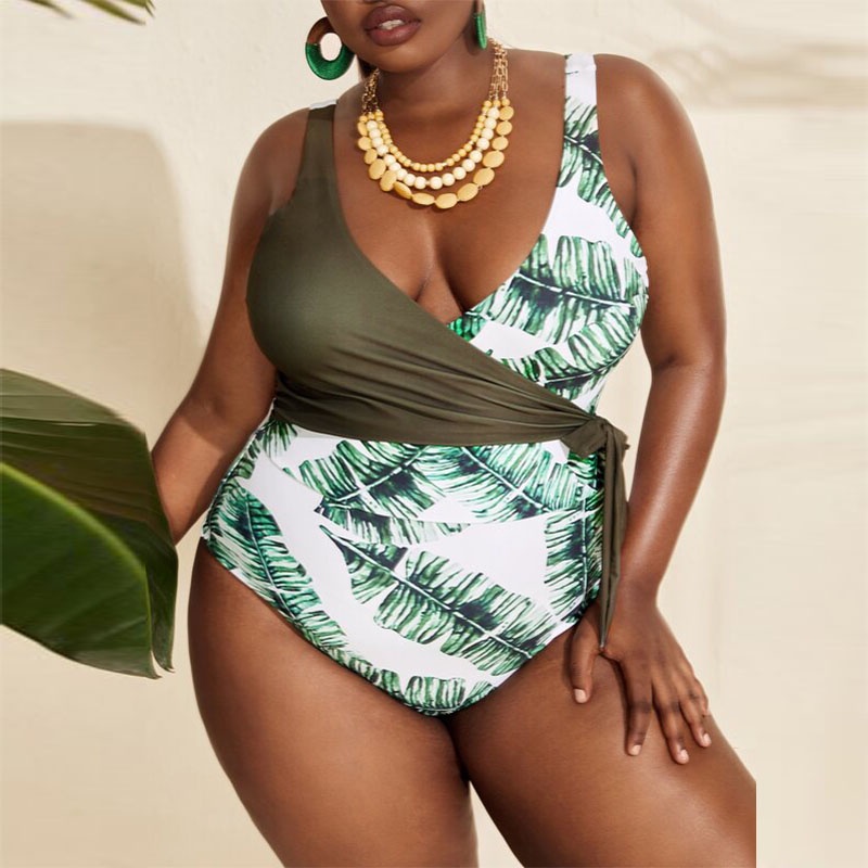 Biquíni Plus Size One Piece Traje De Banho Para Mulheres Patchwork Push