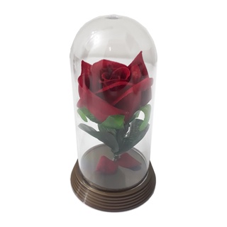 Redoma Cúpula A Rosa Encantada A Bela E A Fera / Pequeno Príncipe Base Ouro P Rosa Vermelha