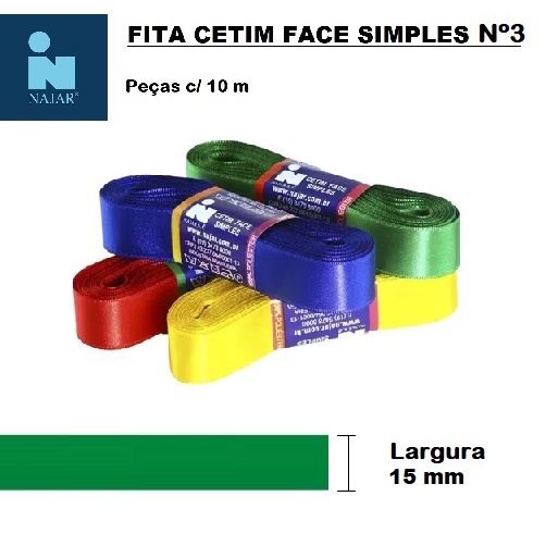 Fita Cetim Najar Nº3 * Pç c/10m X 15mm