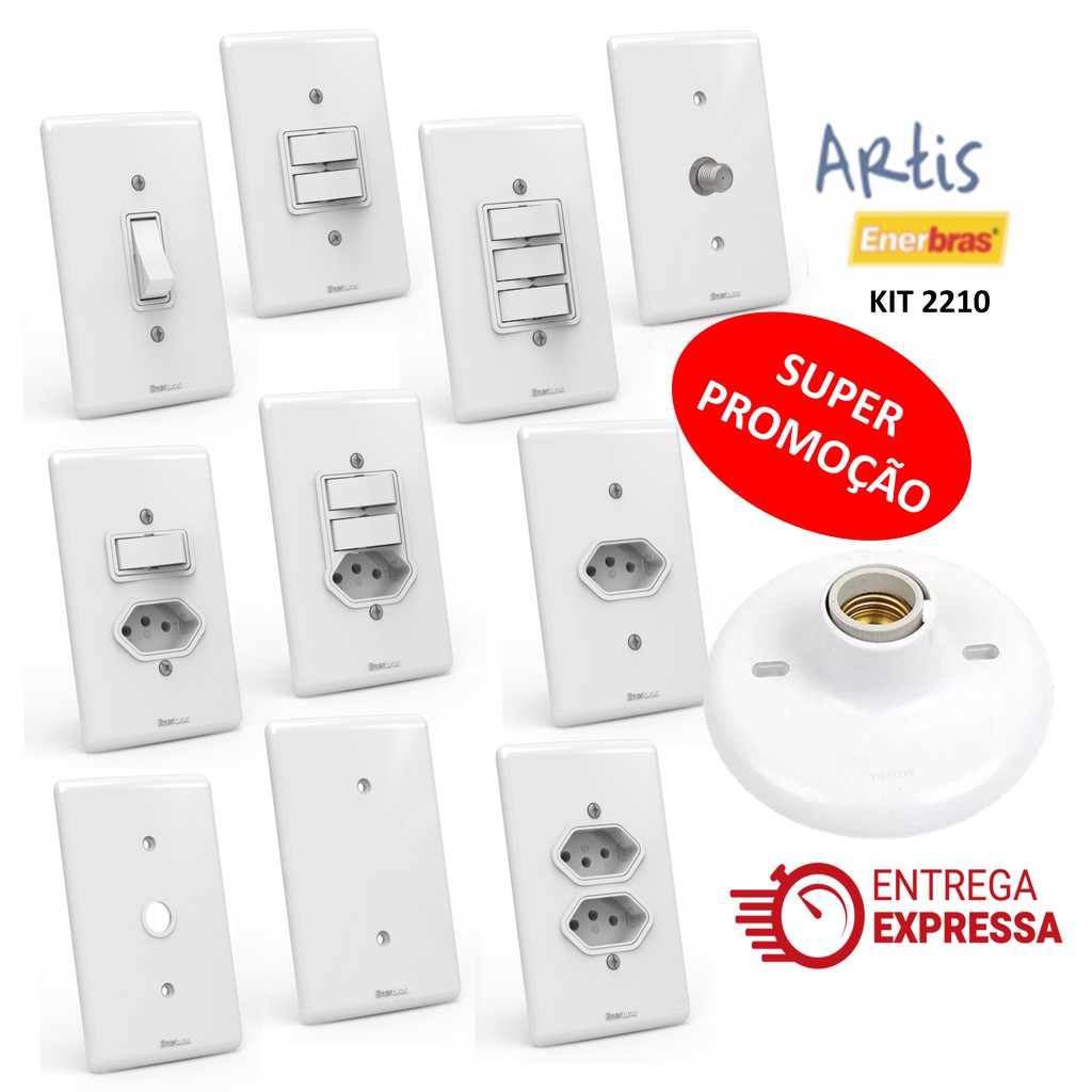 Teclas Simples E Duplas, Tomadas 10a E 20a, Teclas Com Tomadas, Linha Enerbras Artis