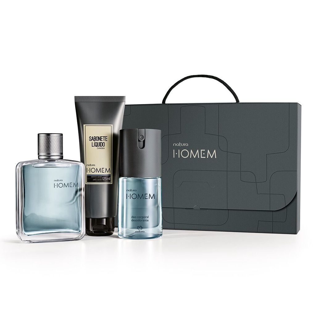 Presente Natura Homem Clássico Kit com Perfume Colônia Masculino + Sabonete Líquido Para O Corpo + Deo Corporal
