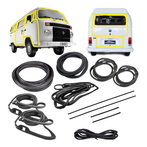 Kit Borrachas Kombi Carat 1998 a 2013 Portas e Vidros Completo
