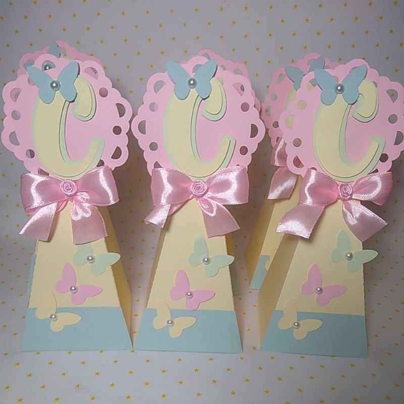 caixa cone borboleta papelaria cores candy personalizados caixinhas tons pastéis borboleta papelaria personalizada