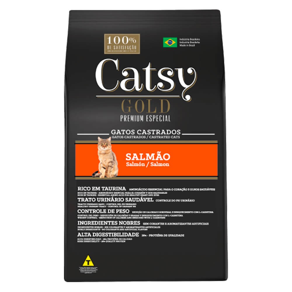 Ração Catsy Gold Premium Especial Gatos Castrados Sabor Salmão 10,1 Kg | Shopee Brasil