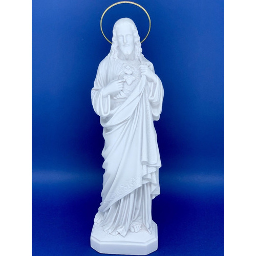 Imagem Sagrado Coração De Jesus 30cm Pó De Mármore Auréola em Oferta na Shopee