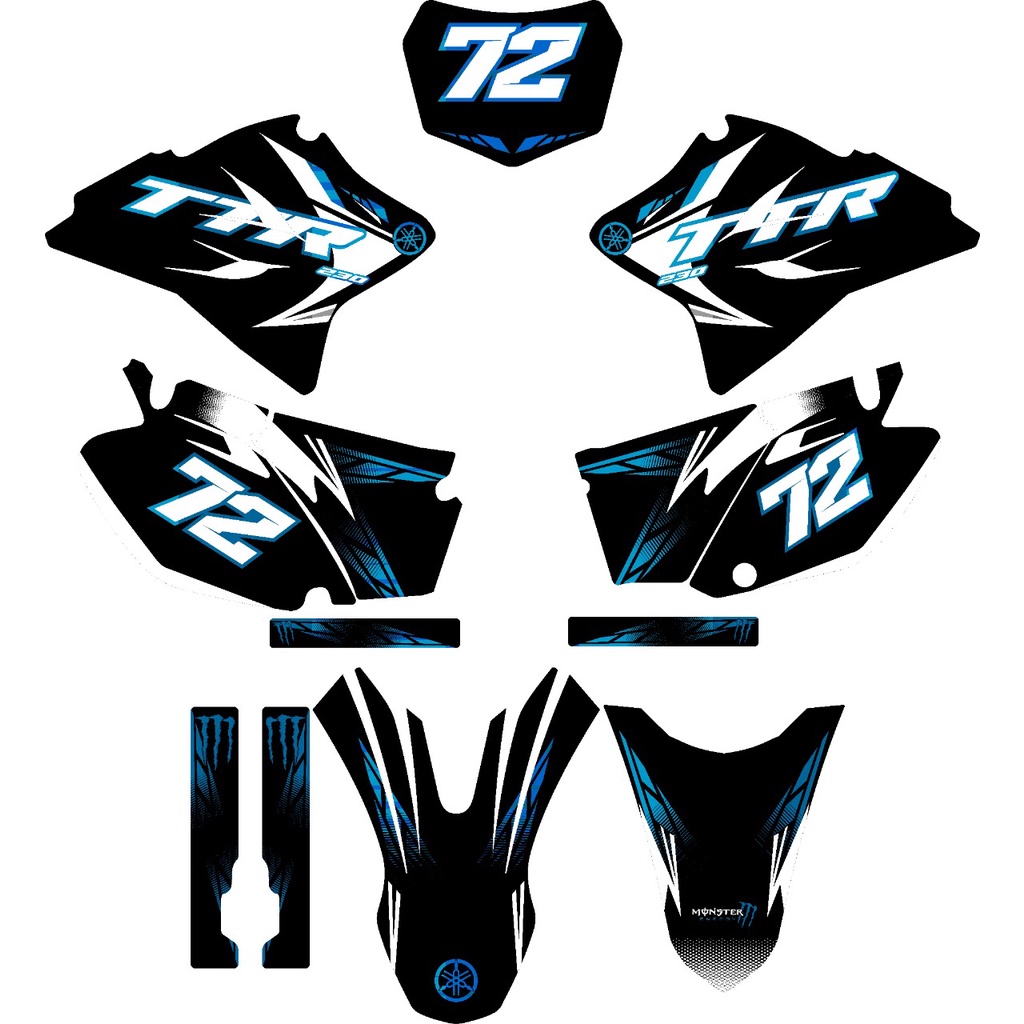 Kit Adesivo Moto De Trilha Ttr 230  azul/preto/MONSTER
