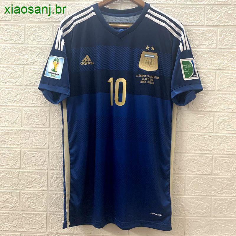 Copa Do Mundo 2014 Final Argentina Away Jersey No . 20 Aguero 10 Messi Camiseta Retrô De Alta Qualidade ERPN