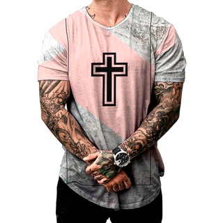 Camisa Cruz Com Estilo Sport Blusa Masculina Longline Long Oversized Fé