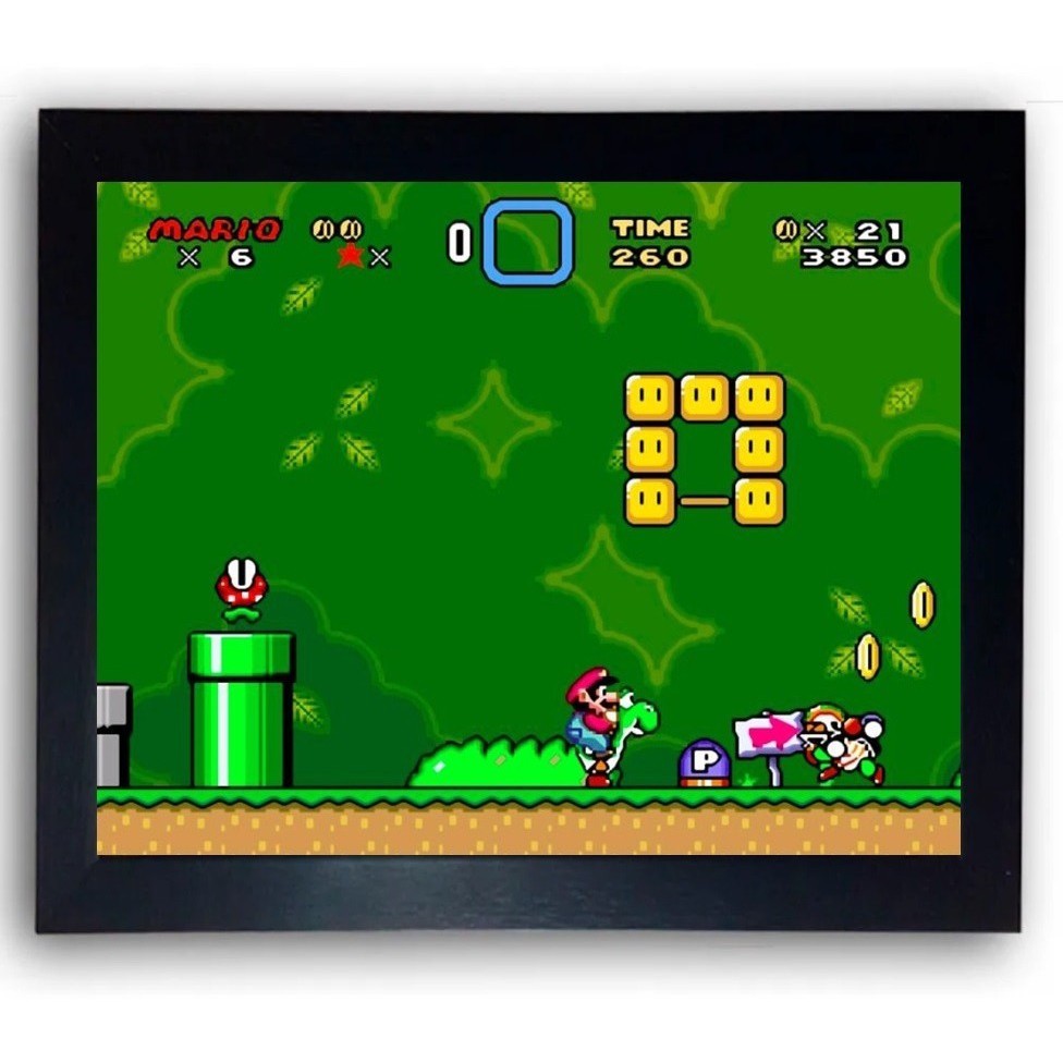 Quadro Super Mario World Snes Moldurado Cod7 
