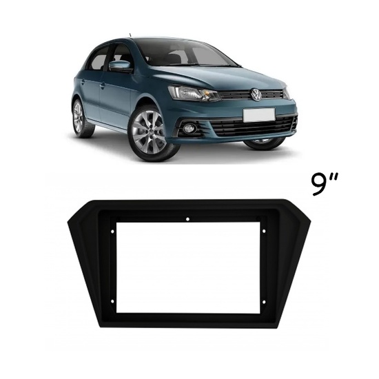 Moldura Painel DVD 2 Din Central Multimidia 9 Polegadas VW Gol Saveiro Voyage G7 Preto Fosco
