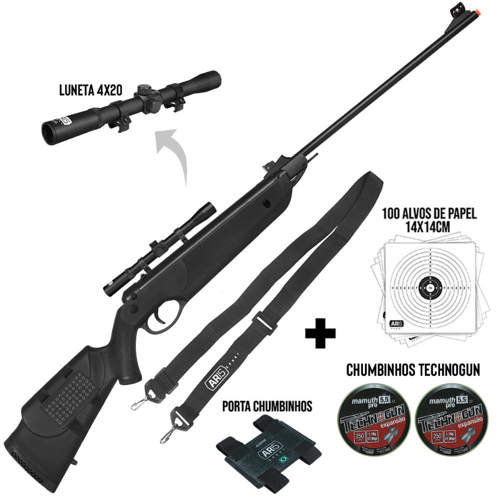 Carabina de Pressão Rossi Nova Dione 5.5 +Luneta 4x2 e Trilho 11mm ...