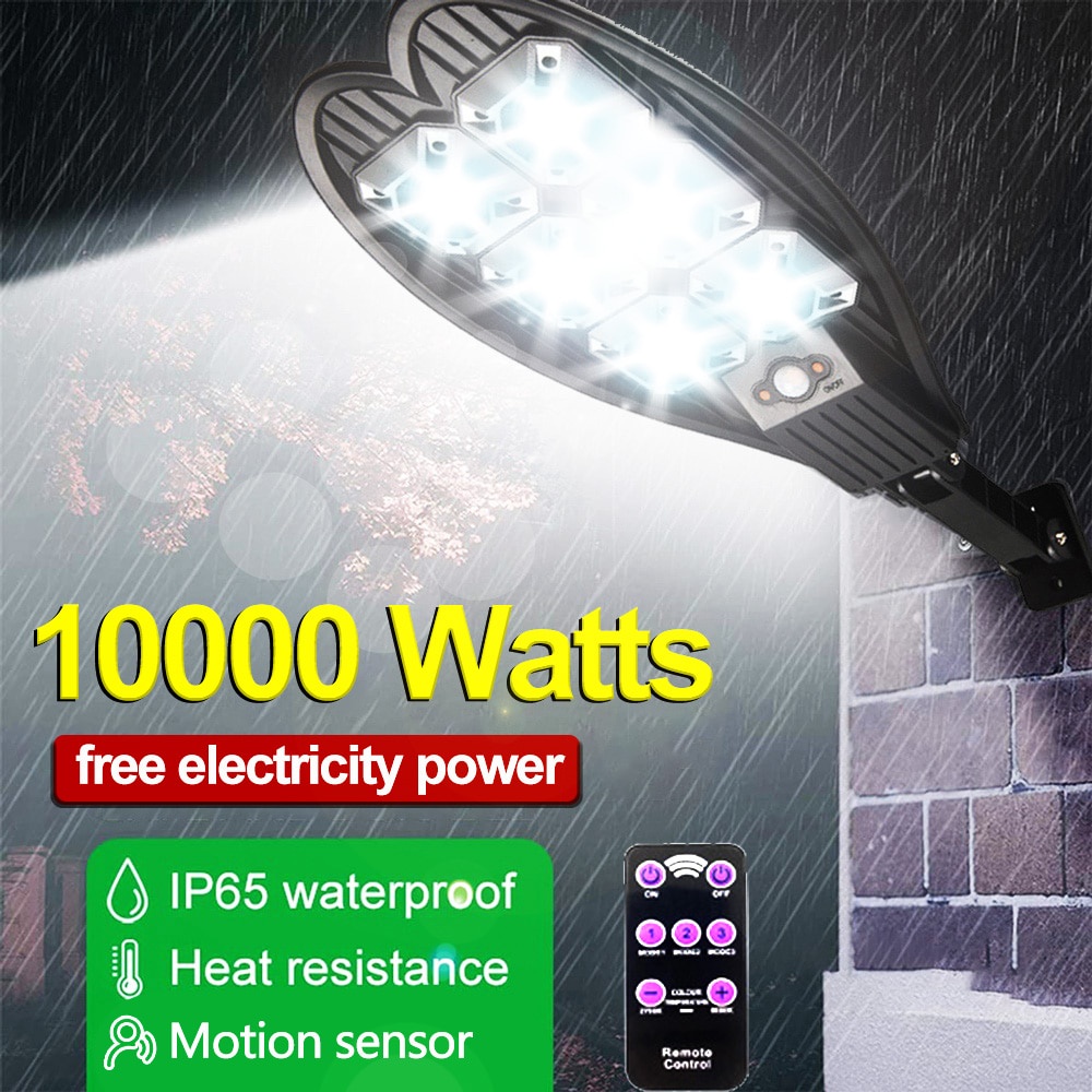 10000Watts Lâmpada solar 108COB Luminária Solar LED À Prova D'água Claro De Parede PIR Sensor De Movimento Com Controle Remoto Para Jardim
