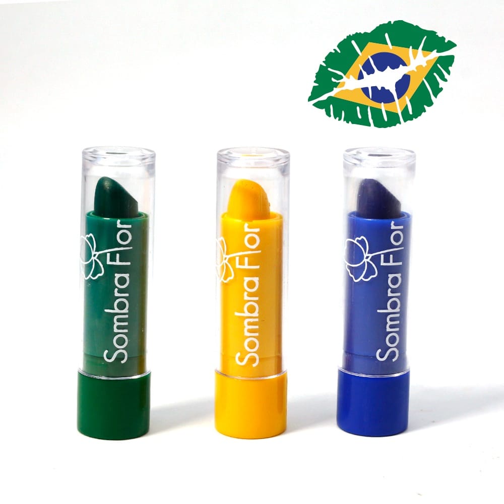 Batom Matte Verde Amarelo Azul Batom Copa Do Mundo - Sombra Flor