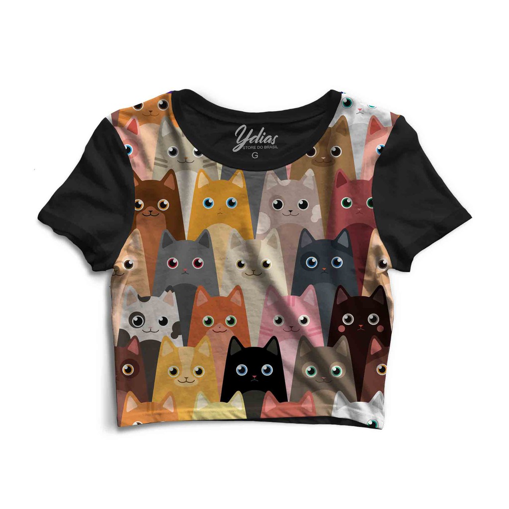 Cropped Gatinho Fofinho Cat Gatos  Feminino Ydias