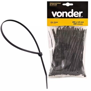 Abraçadeira de Nylon 200 x 4,8 MMM Preta VONDER