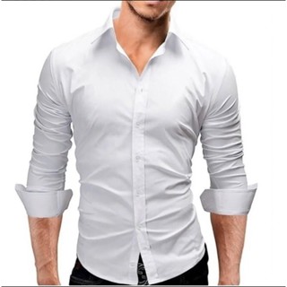 Camisa Masculina Branca Slim Fit Luxo em Oferta na Shopee