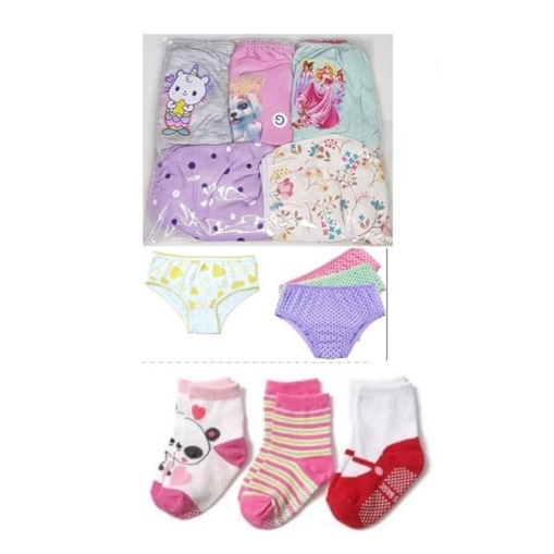 Kit 5 Calcinhas Infantil + 3 Pares de Meia
