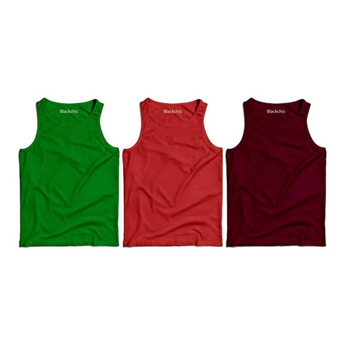 Camiseta Regata Básica Kit 3  Masculina Lisas 100% Algodão