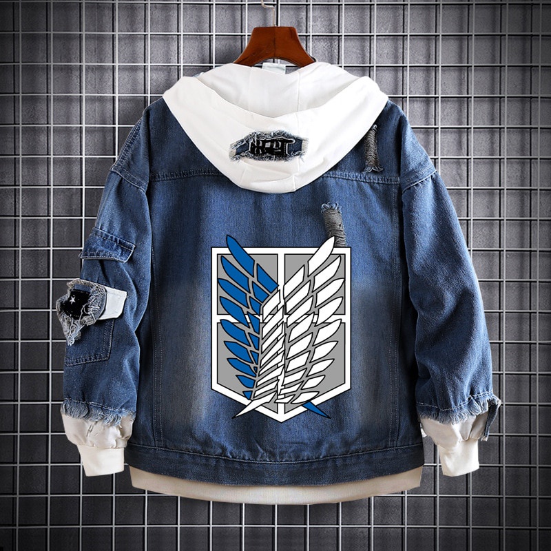 Anime Attack On Titan Jeans Shingeki Não Kyojin Legião Eren Cosplay Jaqueta Preto Com Capuz Outono Outwear