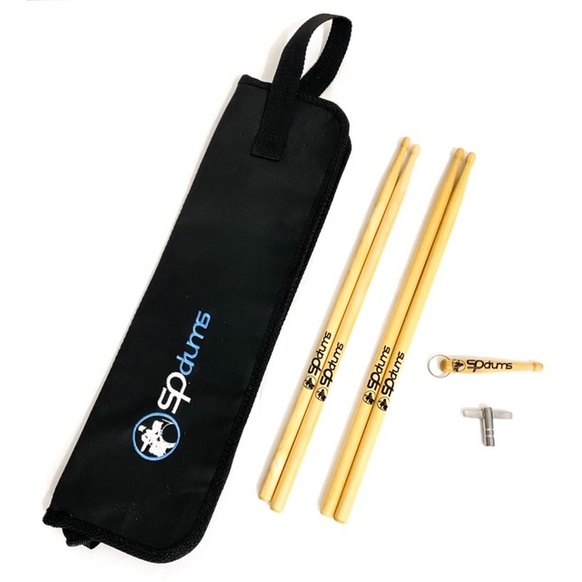 Capa Bag Porta Baquetas + 2 Baquetas Para Bateria 7a + Chave Afinação e Chaveiro Brinde