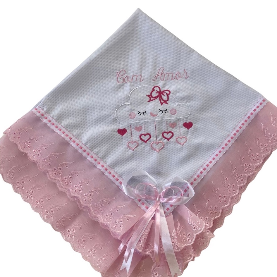 Manta de pique nuvem rosa em Oferta na Shopee