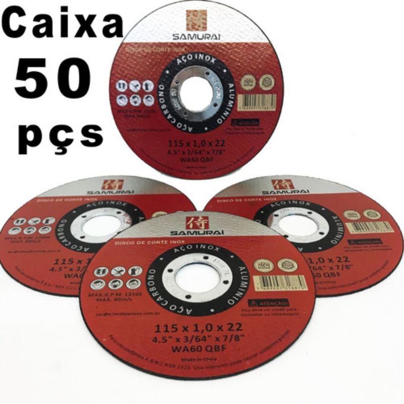 50 Disco Corte Inox Alto Rendimento 115mmX1.0mm