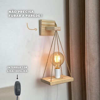 Luminária Abajur de Madeira Premium Decoração para Casa