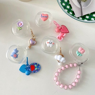 Para Baseus WM02 WM01 WM01 Ins Clear Love Heart Clouds Flower Cat Tulipa Fone De Ouvido Bluetooth Macio Com Pulseira De Corrente De Pingente TPU Capa Protetora Sem Fio
