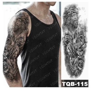 Tatuagem Masculina Braço Todo Jesus Cristo Temporária 48x17cm - Produto Importado - Pronta Entrega - Melhor Preço e Qualidade - TQB-115