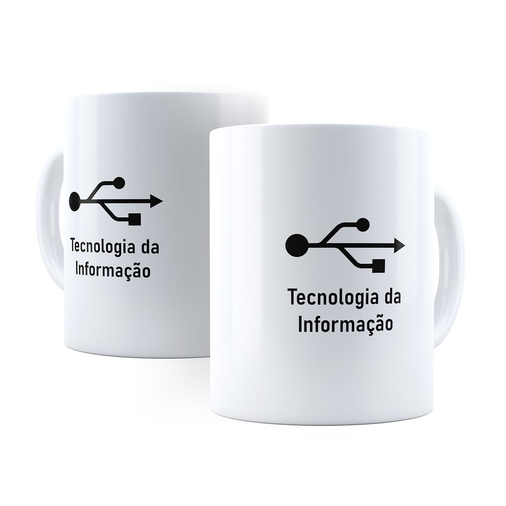 Caneca TI - Xícara Personalizada 325ML Porcelana Cerâmica 100% AAA Tecnologia da Informação Computação Caneca Profissao Cozinha Decoração Presente Profissoes