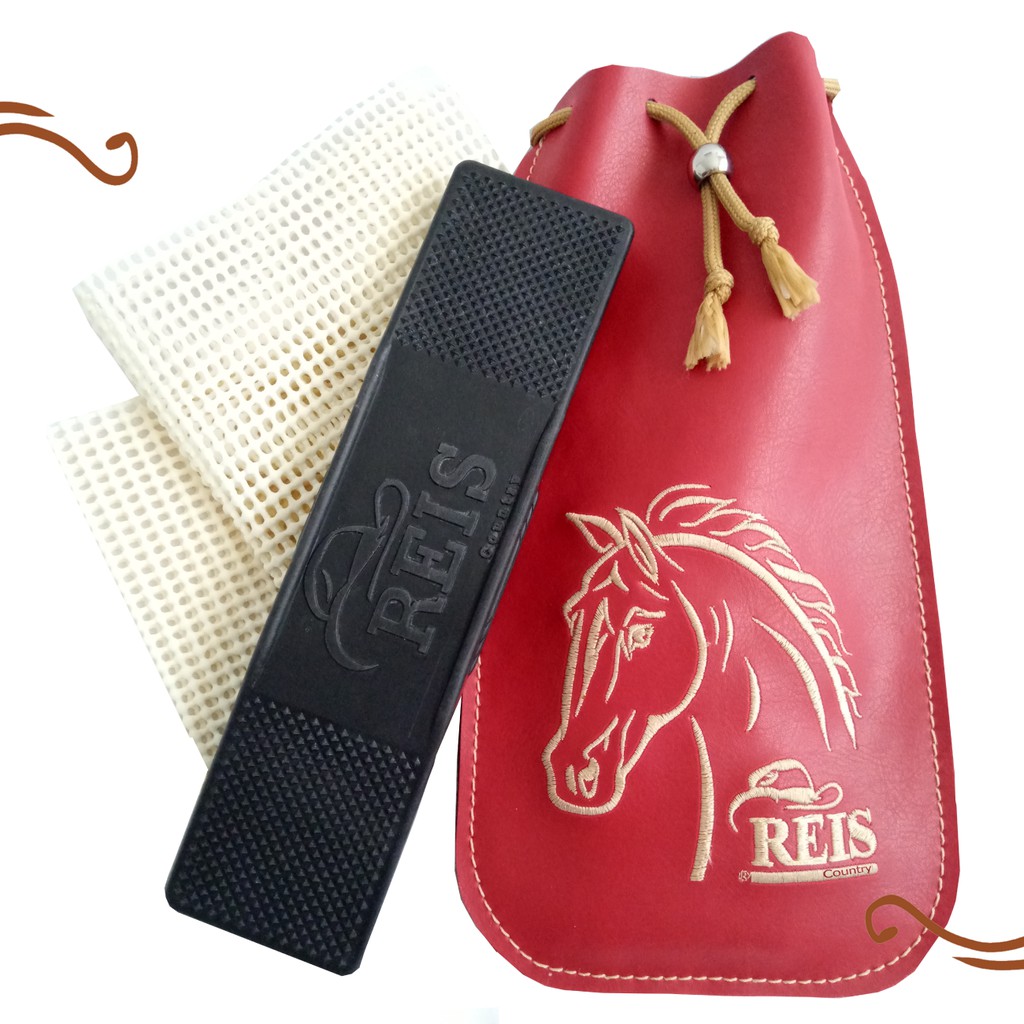 Kit Raspadeira Multiuso Para Cavalos Acompanha Sacola Couro Ecológico