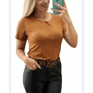 BLUSA SUEDE T-SHIRT FEMININA MODA PRIMAVERA-VERÃO a Top
