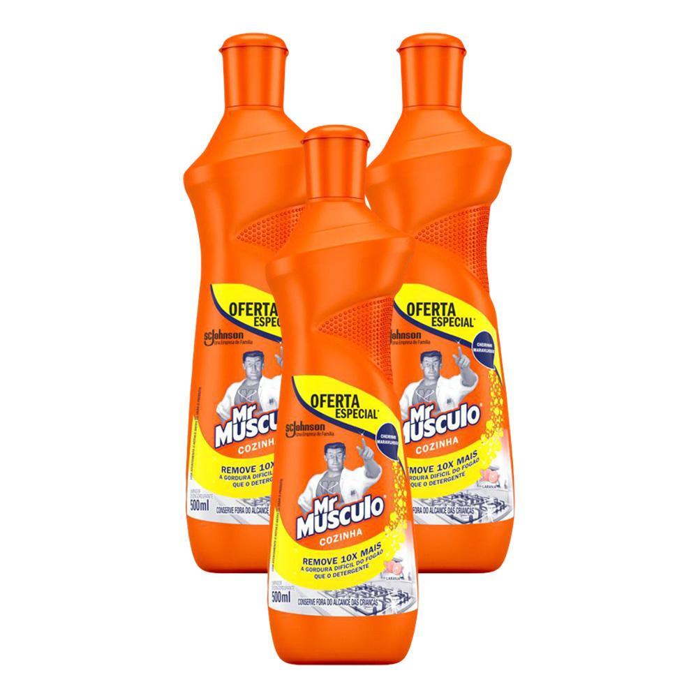 Kit 3 Limpador Mr Músculo Desengordurante Laranja 500ml - Home & Living